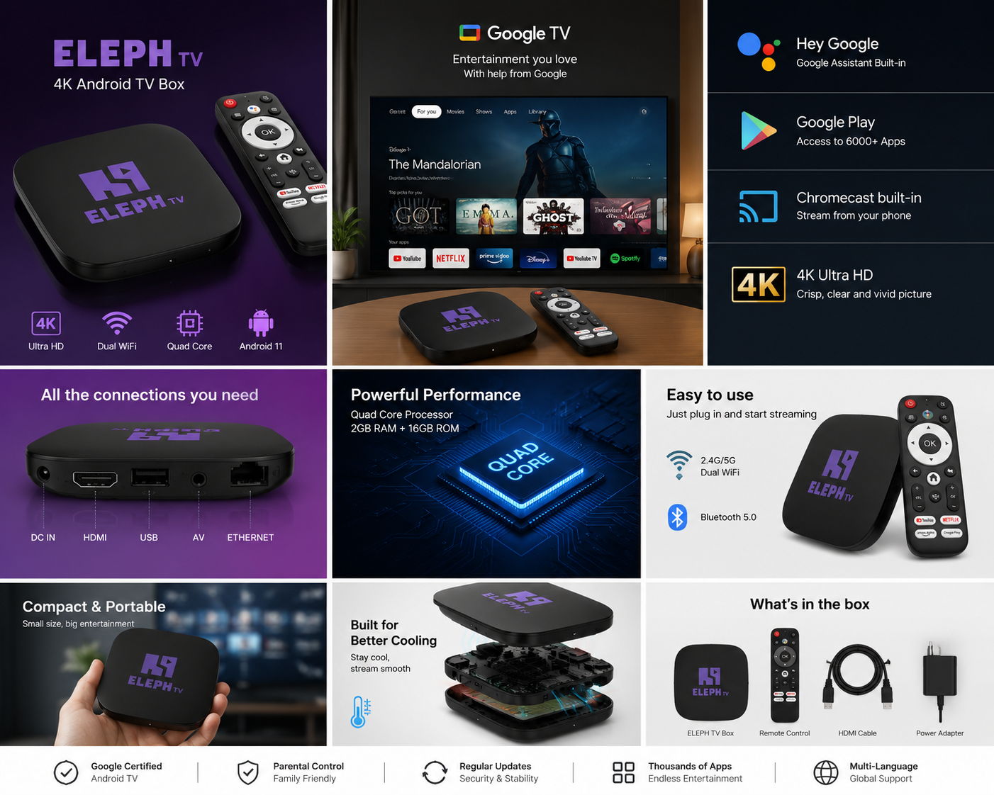 ELEPH TV Box 4K Ultra HD
